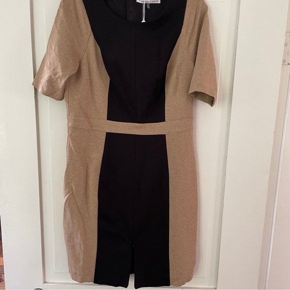 Trina Turk Black and Tan Colorblock Sheath Dress - Picture 7 of 14